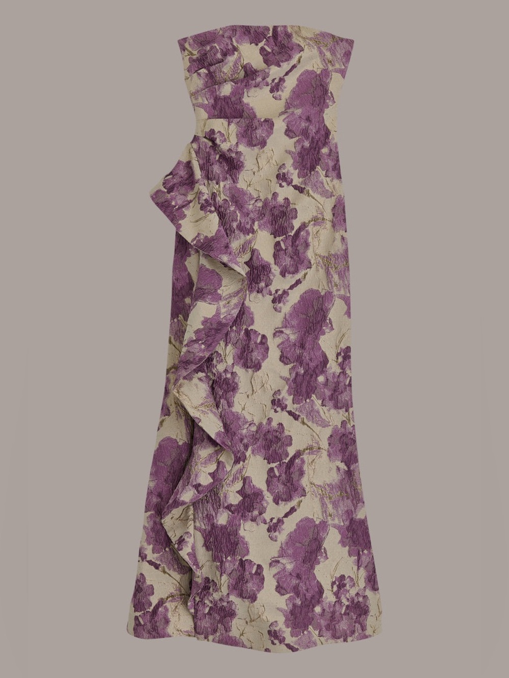 Donna Karan New York Floral Brocade Strapless Ruffle Gown Purple  Size 14 NWT - Picture 6 of 13